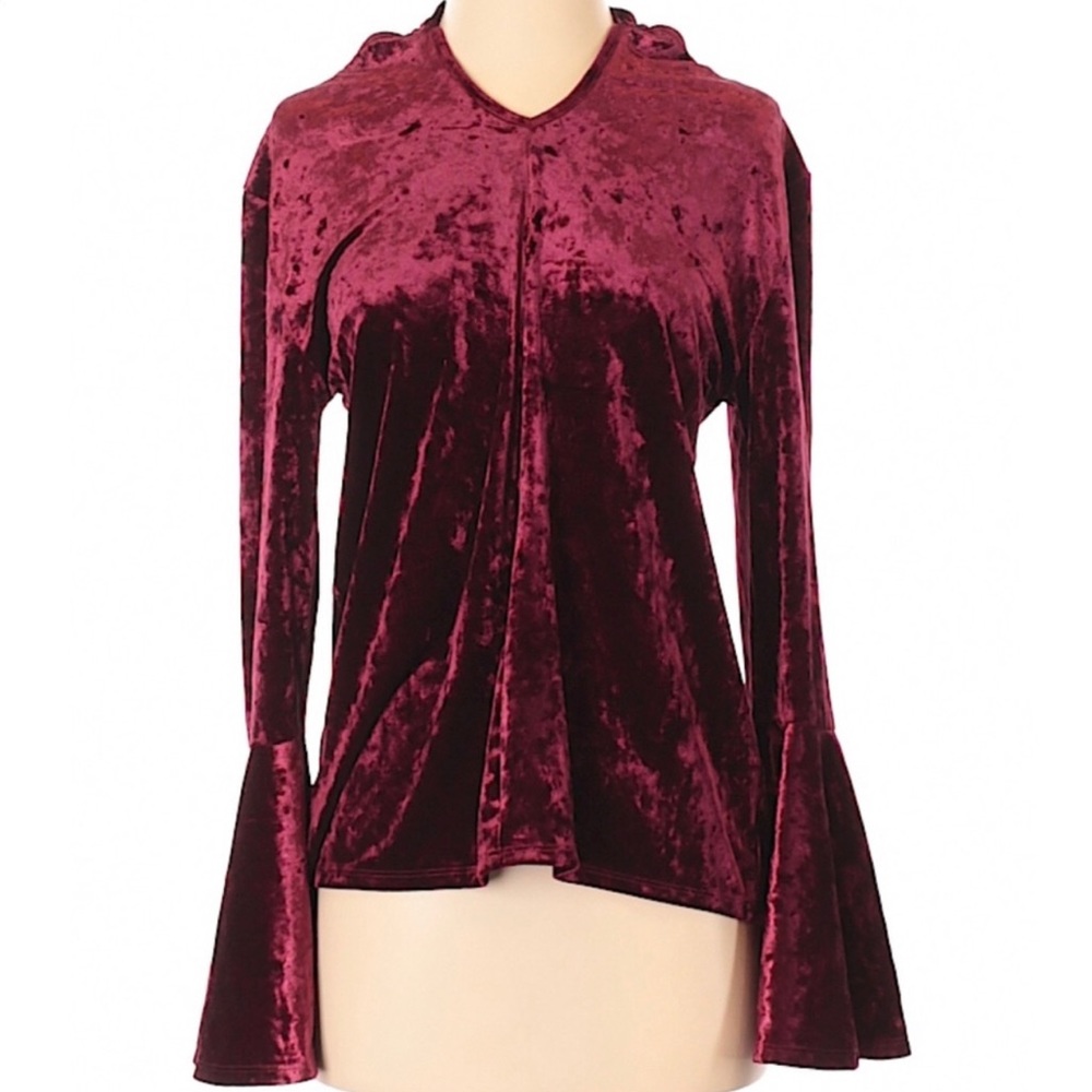 NEW Women’s Beachlunchlounge Long Bell Velvet Blouse Top Size XS